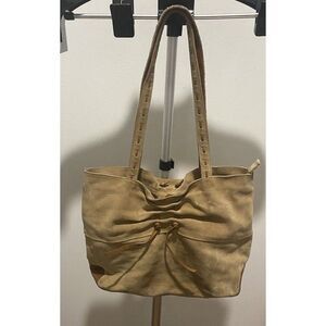 J Jill Women Genuine Leather Suede Beige Shoulder Bag